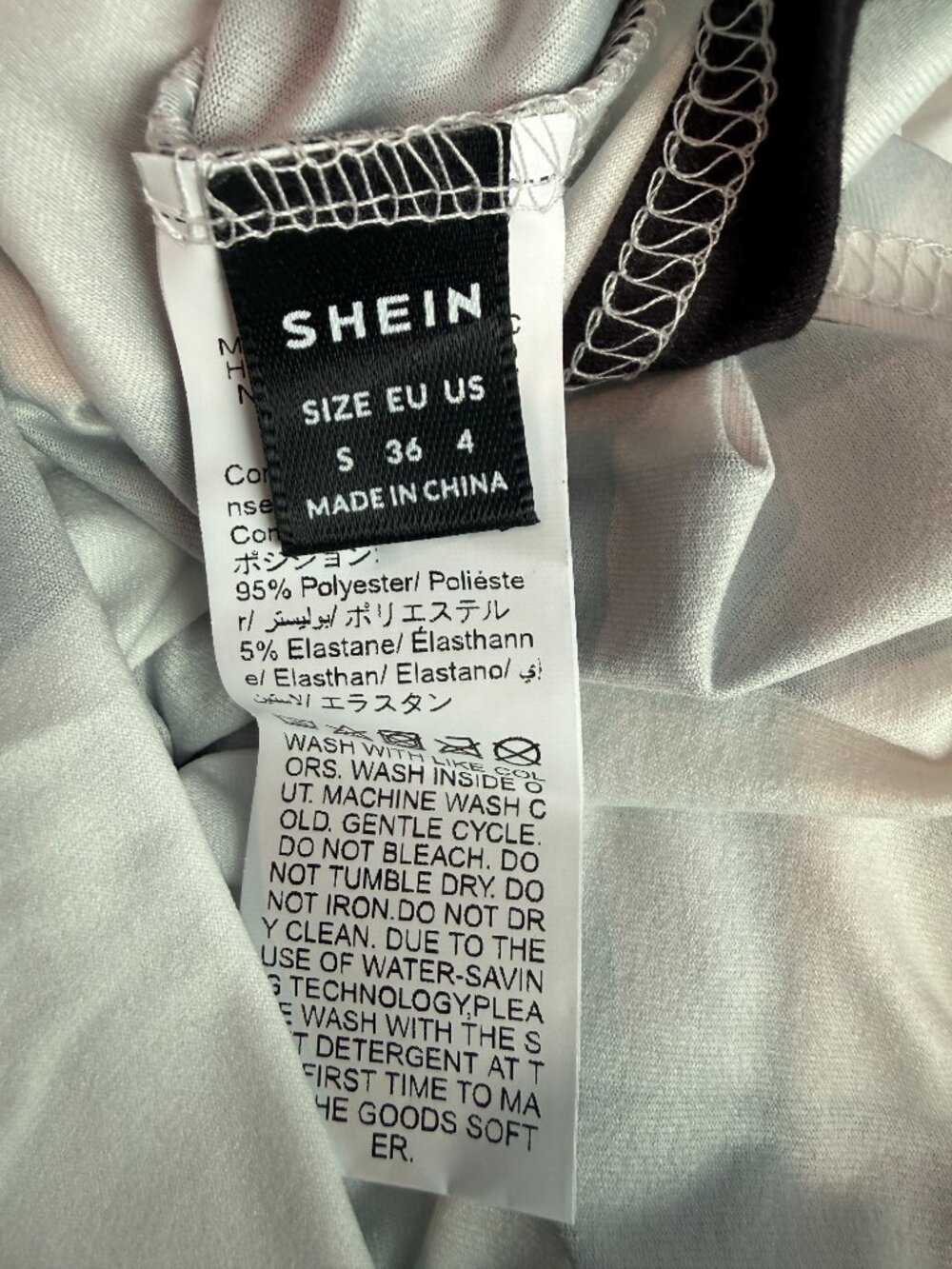 SHEIN Size Small One Shoulder Maxi Dress Black White Abstract Geometric Stretch - Picture 5 of 5